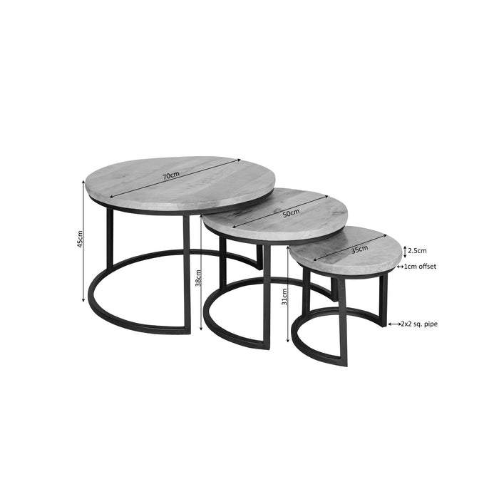 Salontafel set Madison Zand Mangohout 70 cm