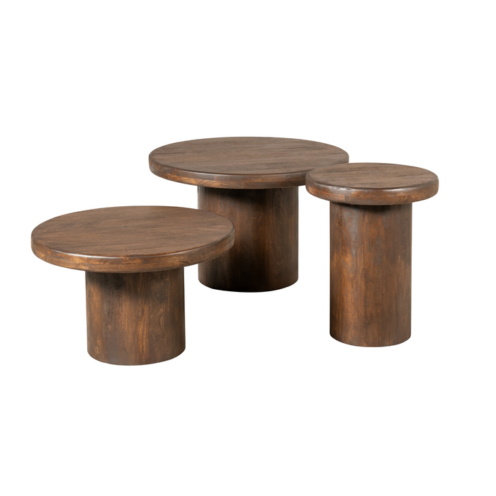 Salontafel set Maya Bruin Mangohout 70 cm