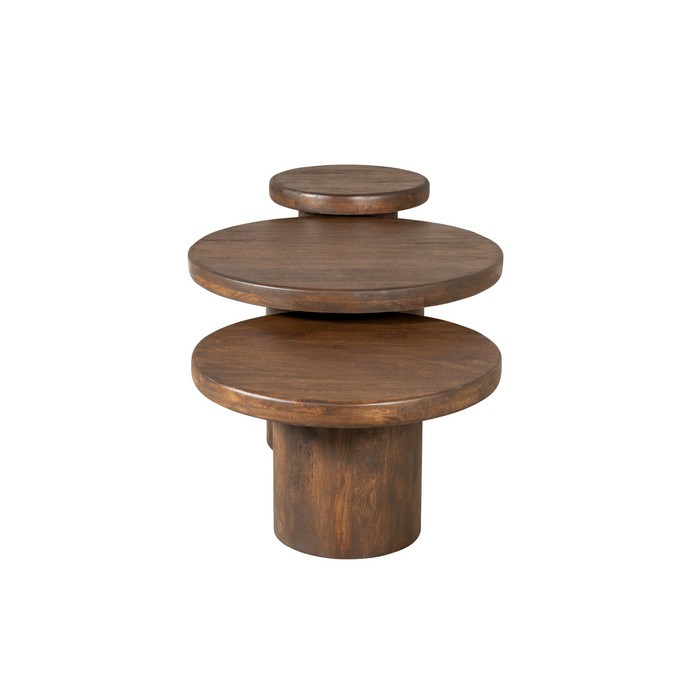Salontafel set Maya Bruin Mangohout 70 cm