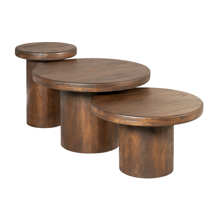 Salontafel set Maya Bruin Mangohout 70 cm