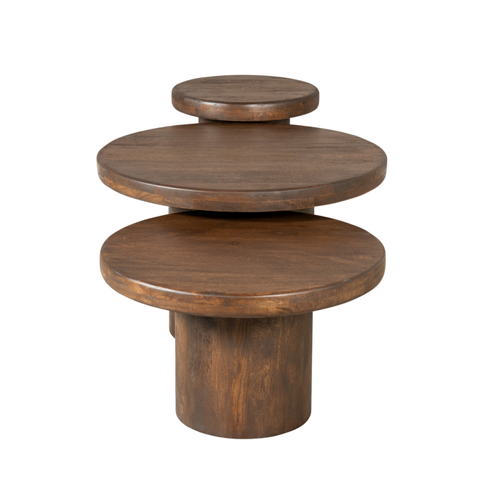 Salontafel set Maya Bruin Mangohout 70 cm