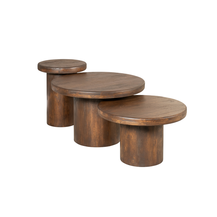 Salontafel set Maya Bruin Mangohout 70 cm