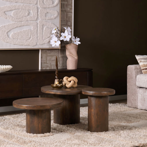 Salontafel set Maya Bruin Mangohout 70 cm
