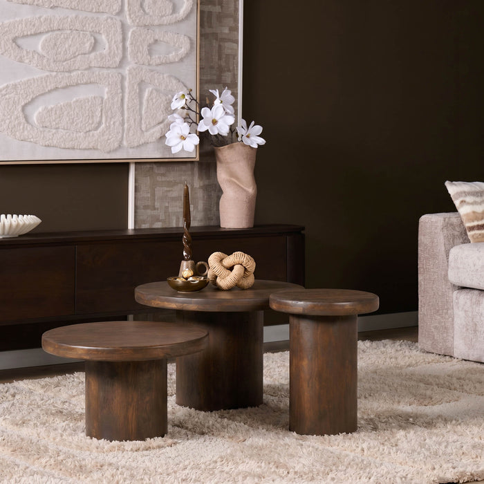 Salontafel set Maya Bruin Mangohout 70 cm
