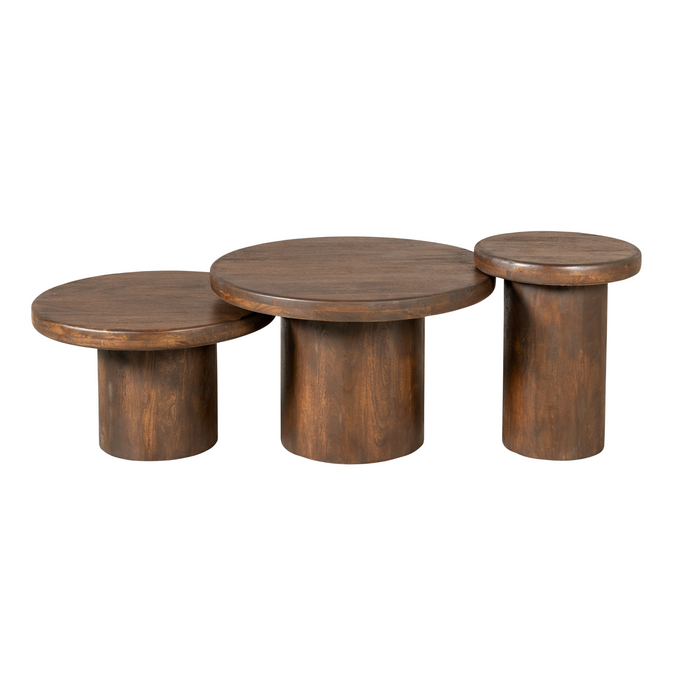 Salontafel set Maya Bruin Mangohout 70 cm