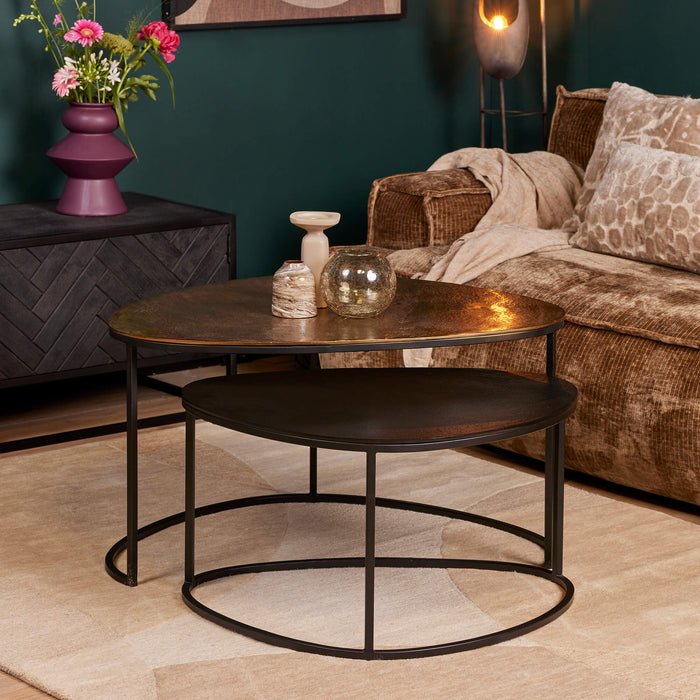 Salontafel set Jarrel Zwart Aluminium 90 cm