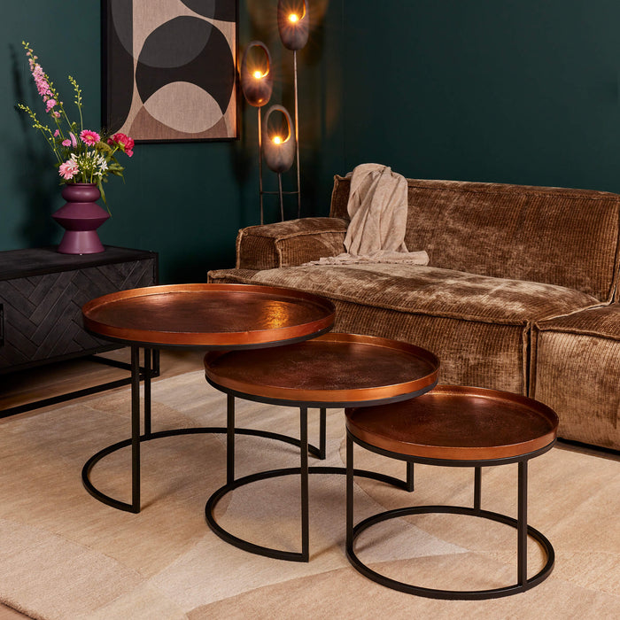 Salontafel set Clive Koper Aluminium 70 cm