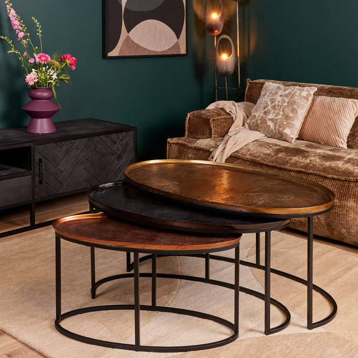 Salontafel set Raley Brons/zwart Aluminium 100 cm