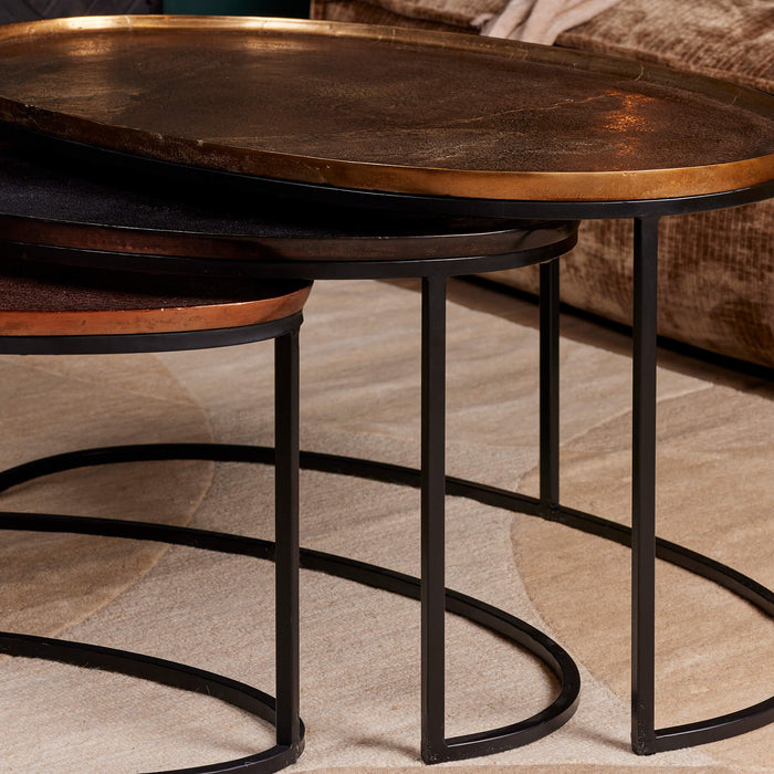 Salontafel set Raley Brons/zwart Aluminium 100 cm