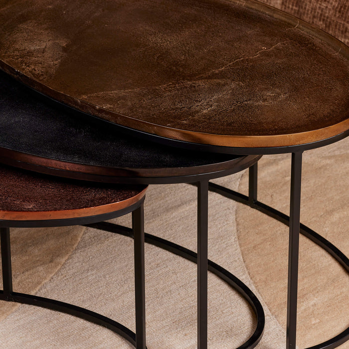Salontafel set Raley Brons/zwart Aluminium 100 cm