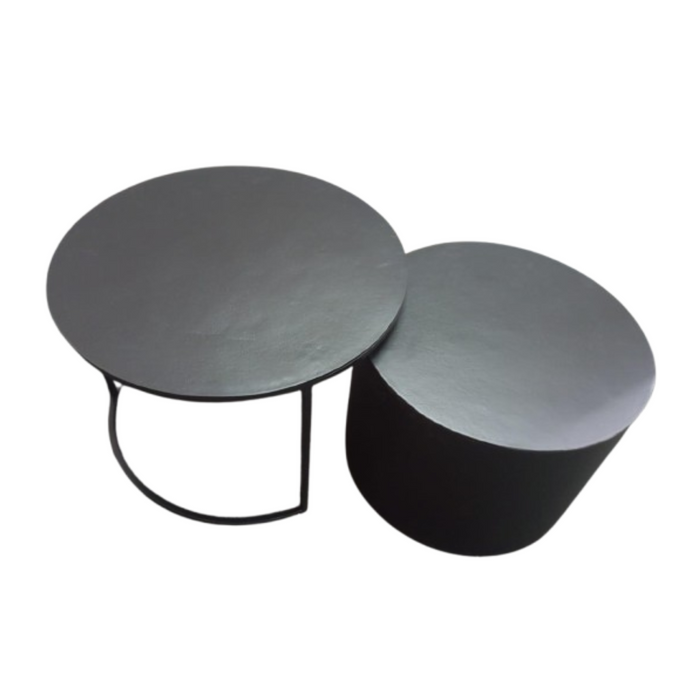 Ronde salontafel set Luna Zwart Aluminium 76 cm
