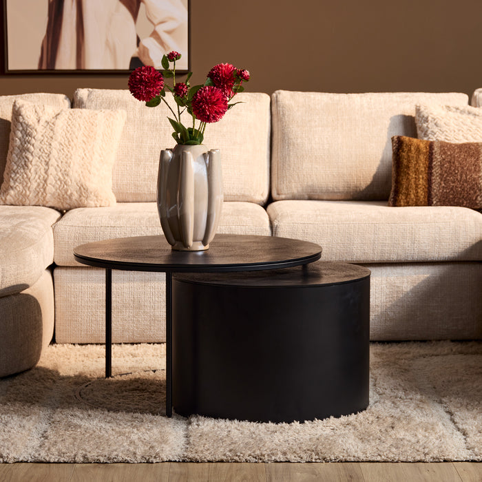 Ronde salontafel set Luna Zwart Aluminium 76 cm