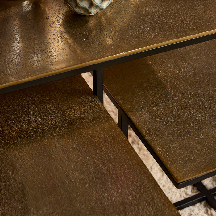 Vierkante salontafel set Joelle Brons Aluminium 70 cm