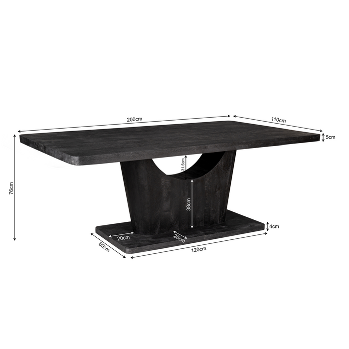 Eettafel Voco Zwart Mangohout 200 cm