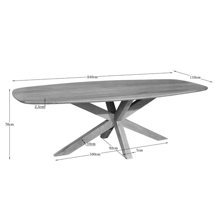 Deens ovale eettafel Nina Naturel Mangohout 240 cm