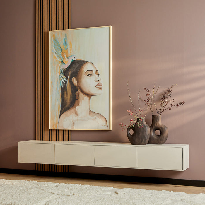 Zwevend tv meubel Vison Zand  Mangohout 240 cm