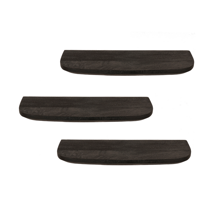 Wandplank Gusta Zwart Mangohout Set van 3