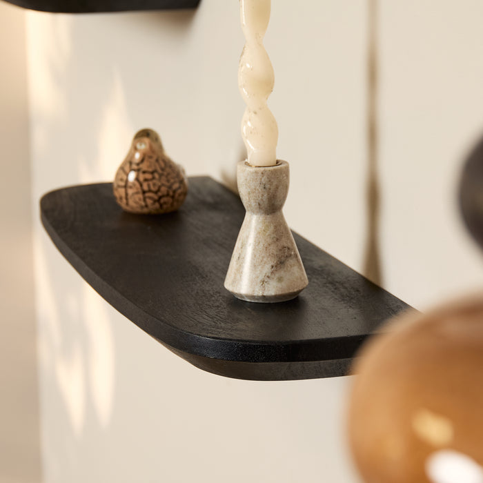 Wandplank Gusta Zwart Mangohout Set van 3