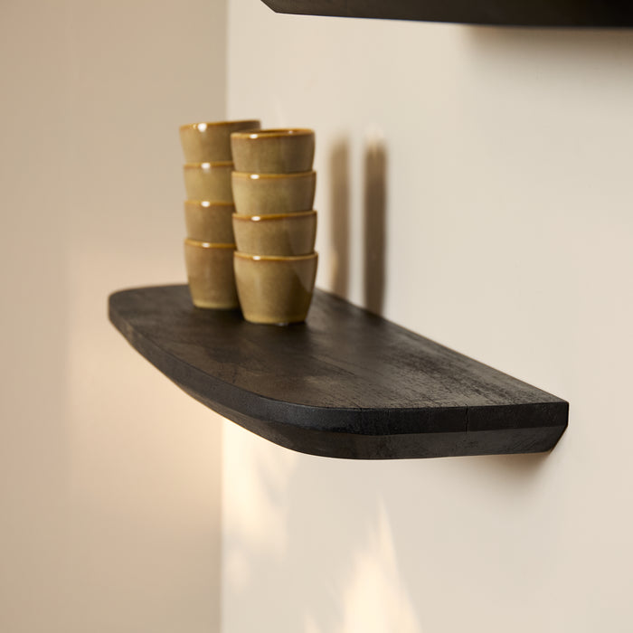 Wandplank Gusta Zwart Mangohout Set van 3