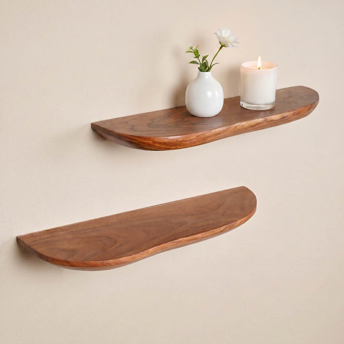 Wandplank set Live Edge Naturel Mangohout 60 cm