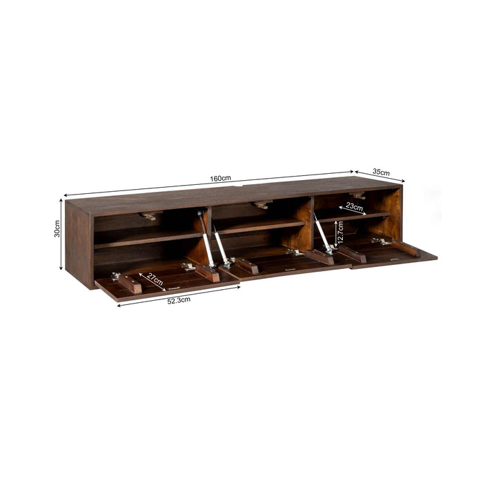 Zwevend tv meubel Vision Bruin Mangohout 160 cm