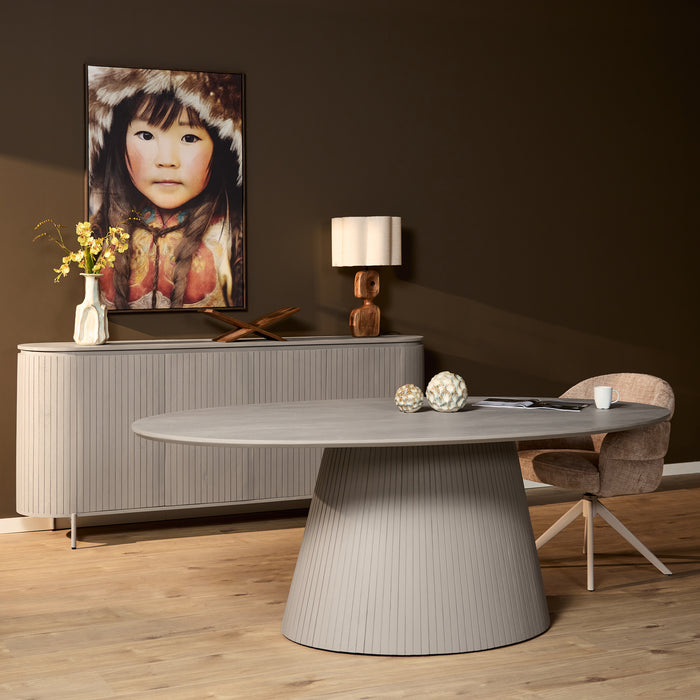 Ovale eettafel Solana Taupe Mangohout 240 cm