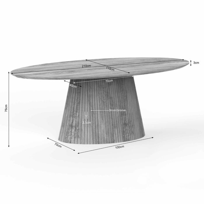 Ovale eettafel Solana Taupe Mangohout 210 cm