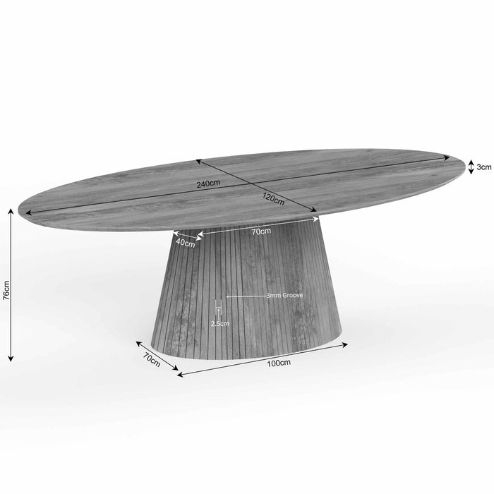 Ovale eettafel Solana Taupe Mangohout 240 cm