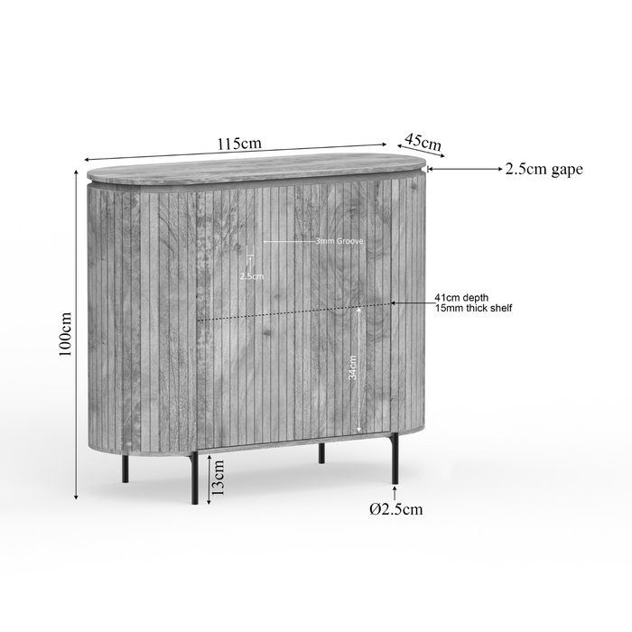 Kabinet kast Solana Taupe Mangohout 115 cm
