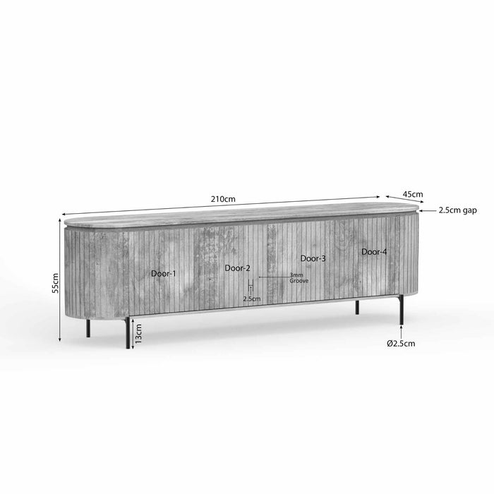 Tv meubel Solana Taupe Mangohout 210 cm