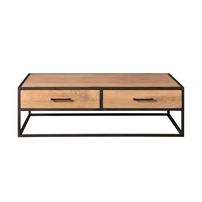 Rechthoekige salontafel Dakota met lades Naturel Mangohout 130 cm
