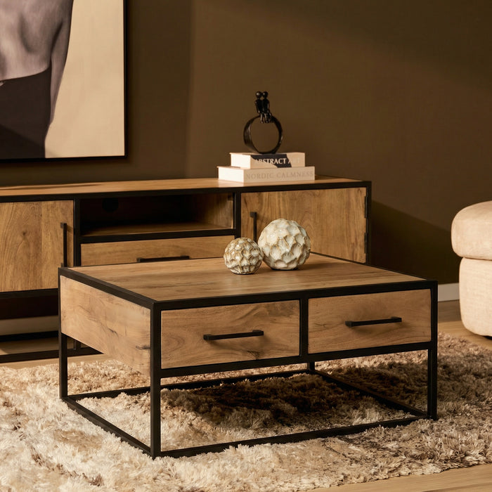 Vierkante Salontafel Dakota Naturel Mangohout 80 cm