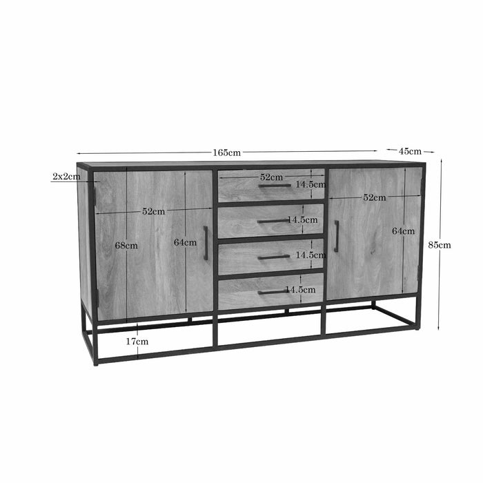 Dressoir Dakota Naturel Mangohout 165 cm