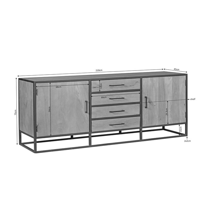 Dressoir Dakota Naturel Mangohout 210 cm