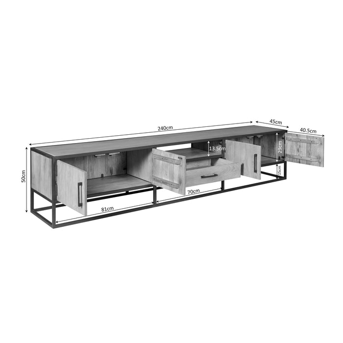 Tv meubel Dakota Naturel Mangohout 240 cm
