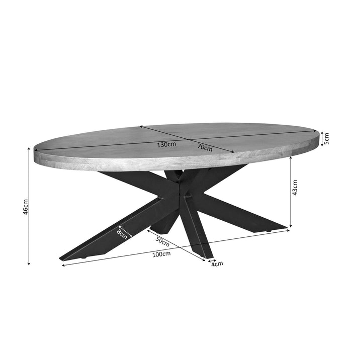 Ovale salontafel Dakota  Naturel Mangohout 130 cm