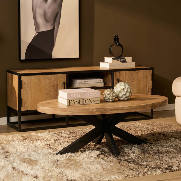 Ovale salontafel Dakota  Naturel Mangohout 130 cm