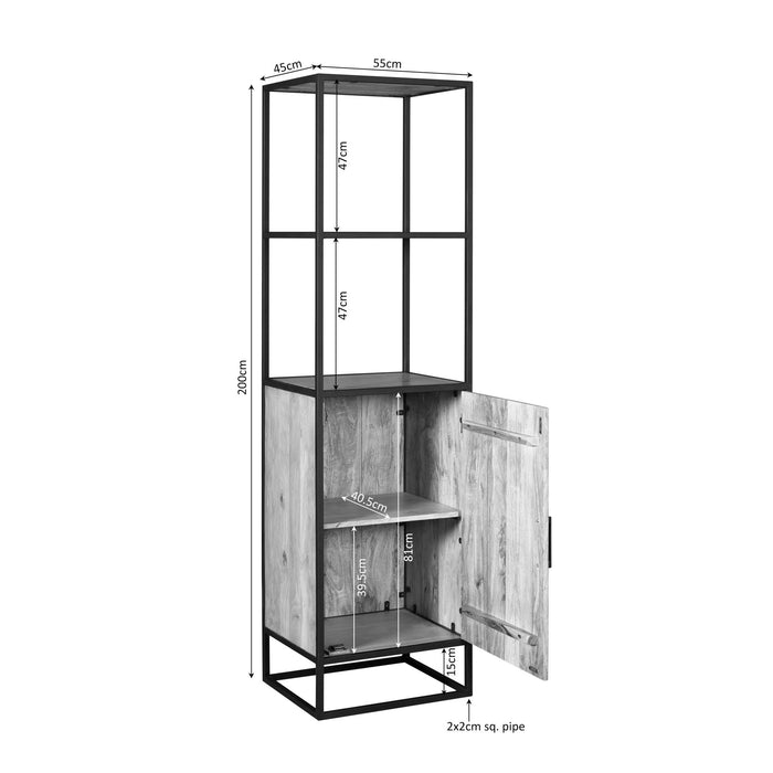 Boekenkast Dakota met deur Naturel Mangohout 55 cm