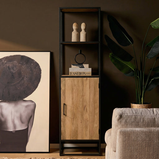 Boekenkast Dakota met deur Naturel Mangohout 55 cm