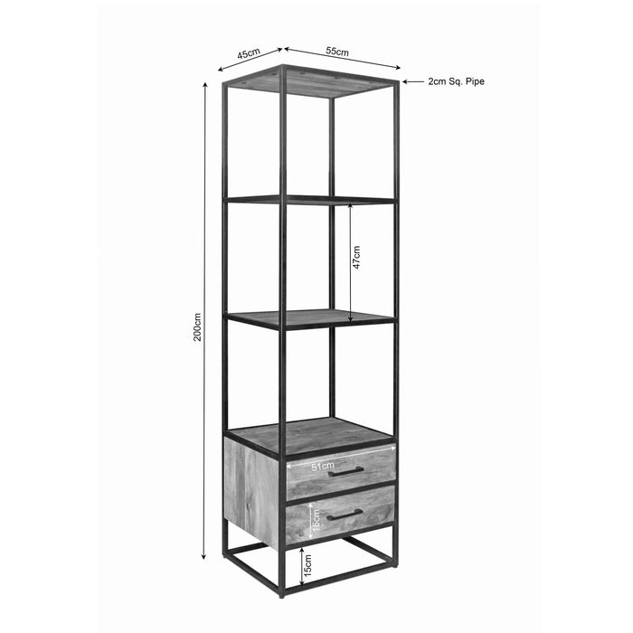 Boekenkast Dakota met lades Naturel Mangohout 55 cm