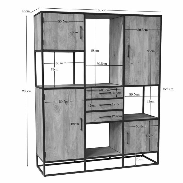 Vakkenkast Dakota Supreme XXL Naturel Mangohout 160 cm