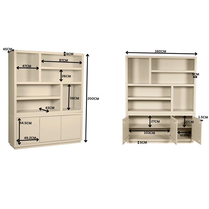 Boekenkast Brussel Zand  Mangohout 90 cm