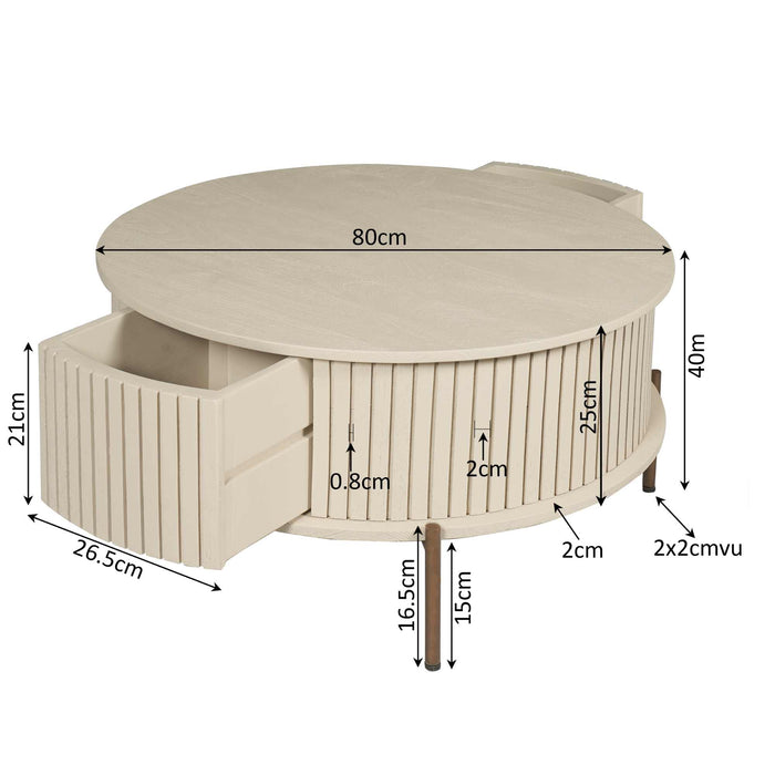 Ronde salontafel Madison Zand Mangohout 80 cm