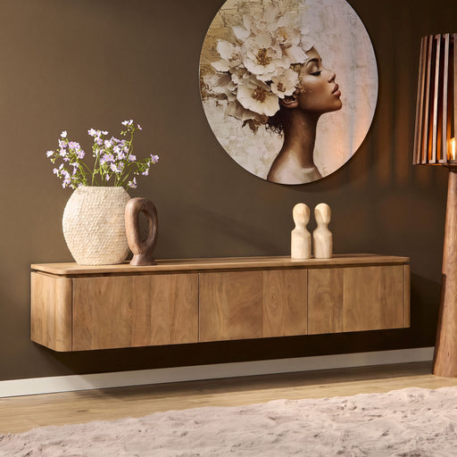 Zwevend tv meubel Dallas Naturel Mangohout 165 cm