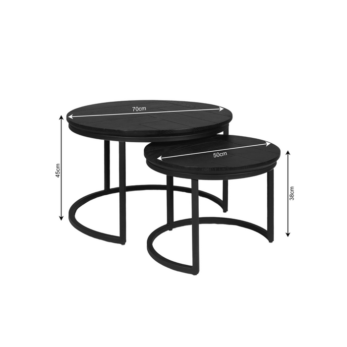Salontafel set Otik Zwart Eikenhout 70 cm
