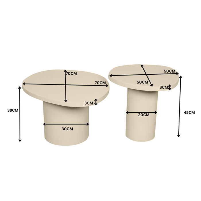 Salontafel set Mirre Zand Mangohout 70 cm