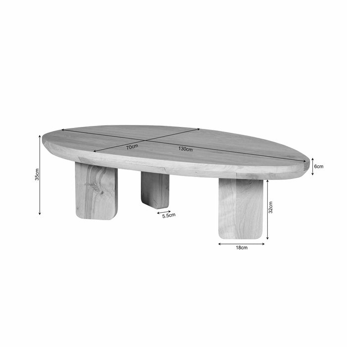 Salontafel Zillah Naturel Eikenhout 130 cm