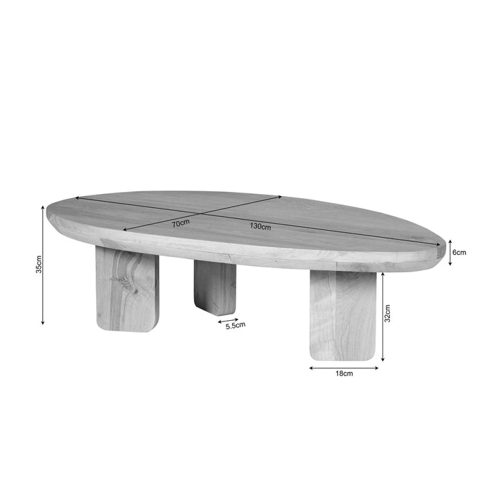Salontafel Zillah Naturel Eikenhout 130 cm