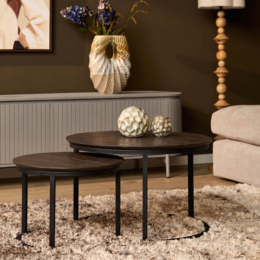 Salontafel set Otik  Bruin Eikenhout 70 cm