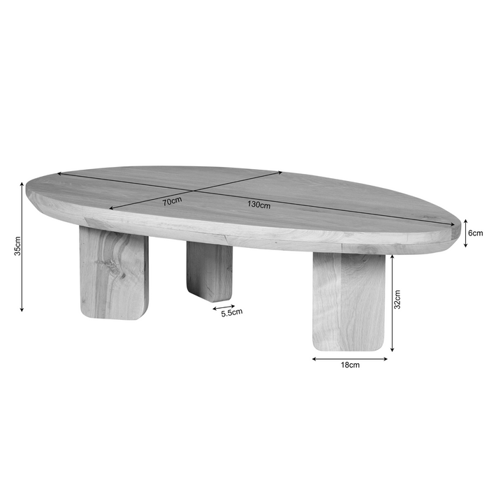Salontafel Zillah Bruin Eikenhout 130 cm